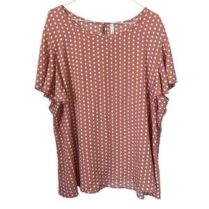 Anna & Sarah Co. Flowy Sleeve Pink White Polka Dot Blouse Shirt - NWOT